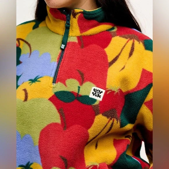 NWOT Lucy Yak Blake Cropped Fleece RECYCLED BOTTLESFruity Fruit